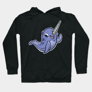 Happy Little Narwhal Waves Hi! (Slate with Shading) Hoodie